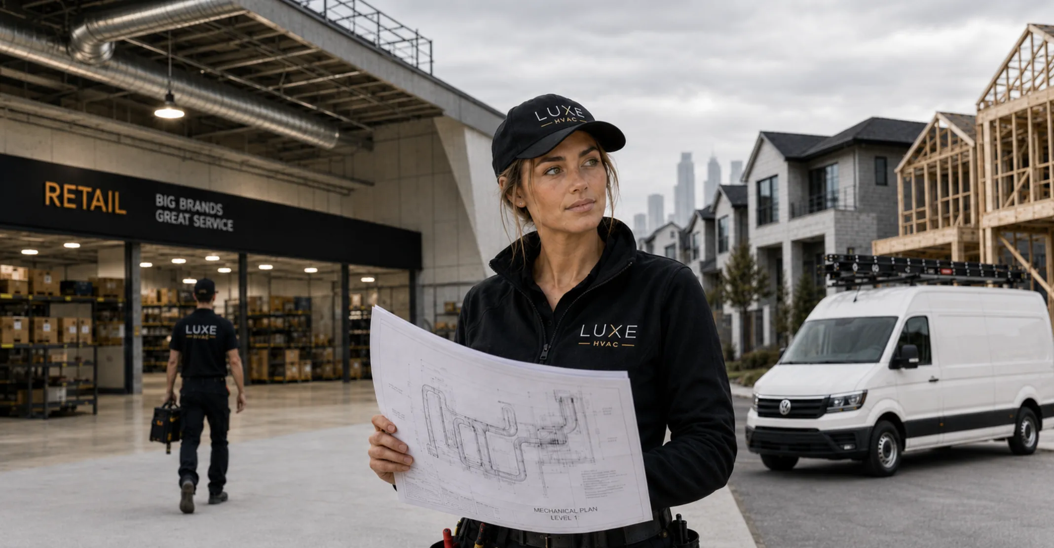 Luxe HVAC team delivering commercial and residential air conditioning projects